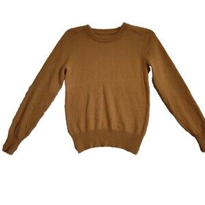 Cashmere Blend Women Sweater size Large Brown Long Sleeve Crew Neck Quiet Luxury